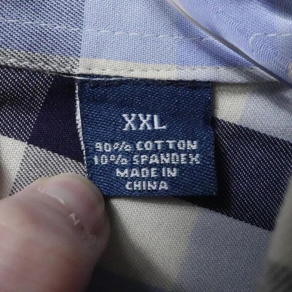 Fish‎ Hippie Shirt Mens 2XL Blue Gray Plaid Solace Collection Office Business - Picture 4 of 16